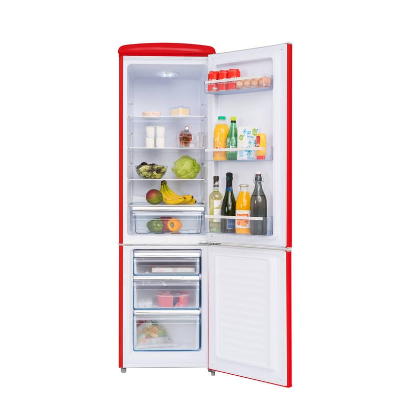 Réfrigérateur Combiné Retro Vintage Rouge 244L CB255RRA++ FrigeluX