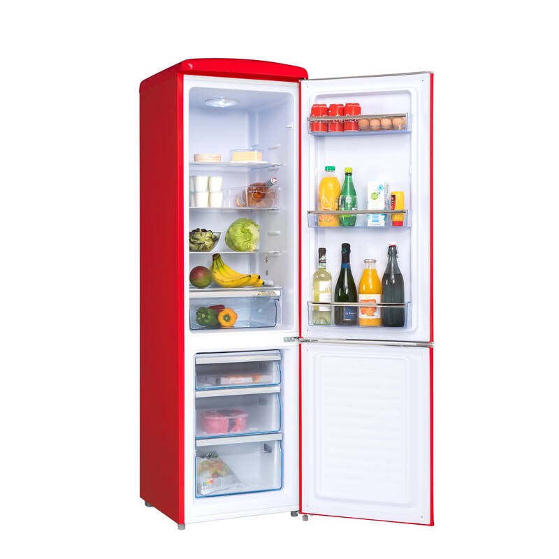 Retro Vintage Red Combinated Refrigerator 244L CB255RRA++ FrigeluX