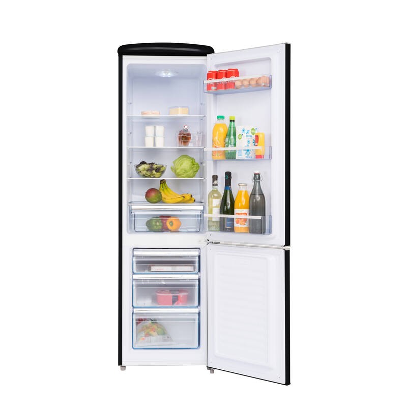Réfrigérateur Combiné Retro Vintage Noir 244L CB255RNA++ FrigeluX