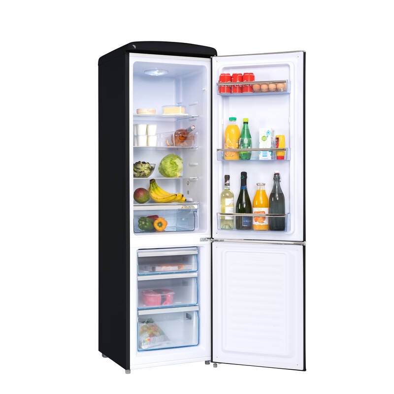 Réfrigérateur Combiné Retro Vintage Noir 244L CB255RNA++ FrigeluX
