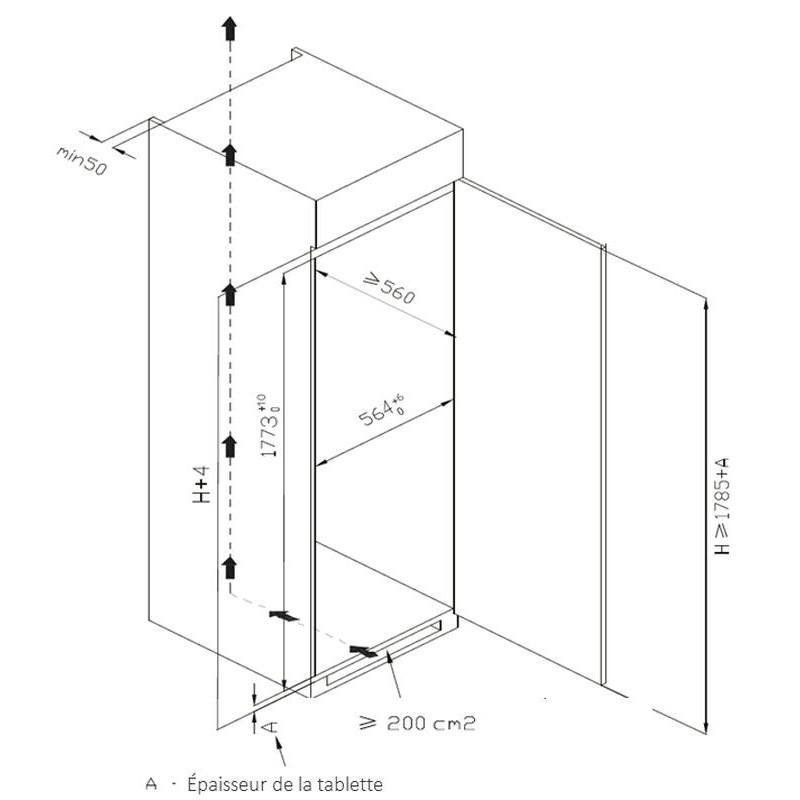 Built-in Upright Refrigerator SPNF177BI 304 L - Frigelux