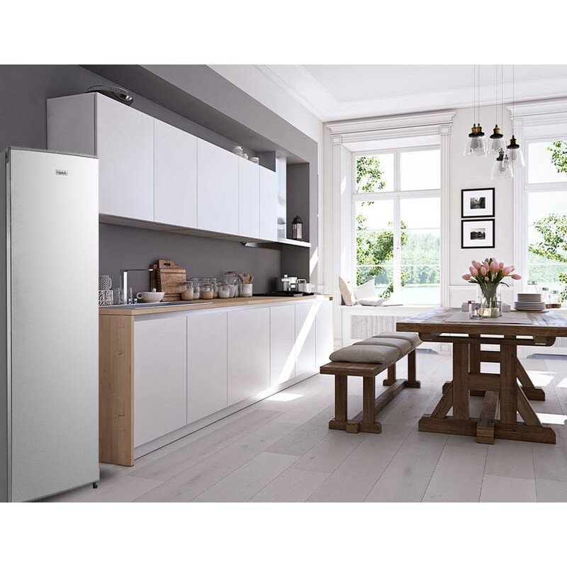 RA235XE 230L Upright Stainless Steel Look Refrigerator - FrigeluX